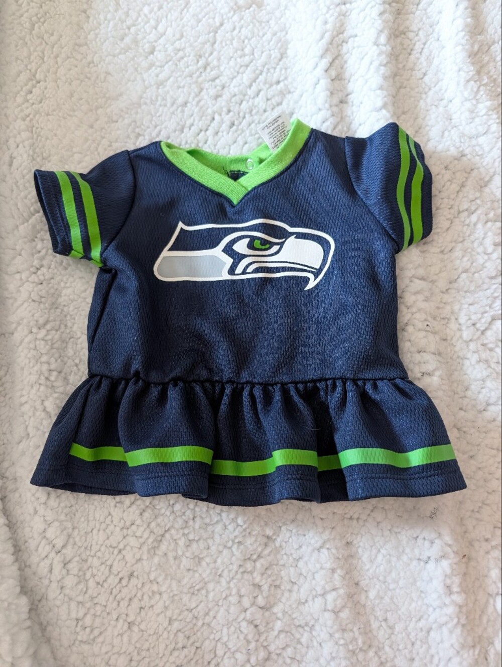 NFL Navy and Green Girls' Ruffled Team Top